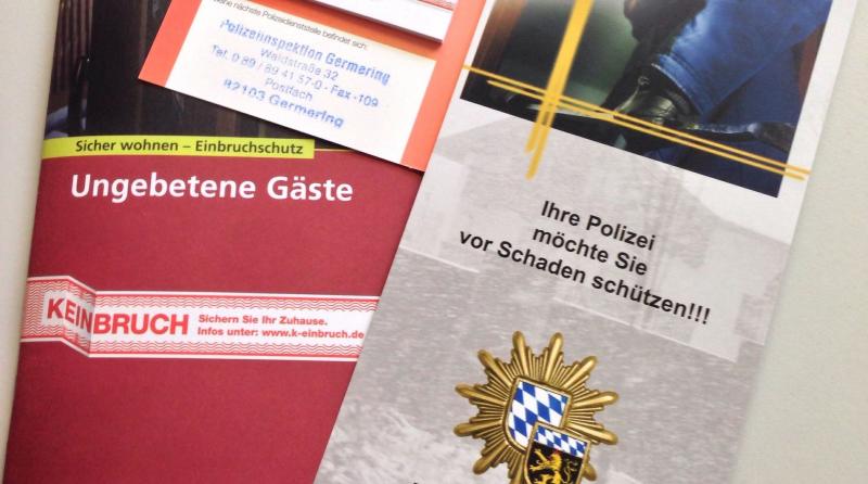 Nachdem die jüngste Aufklärungsaktion in Zusammenarbeit mit jungen Bereitschaftspolizisten gegen das Trickdiebstahlsphänomen „Falsche Polizeibeamte“ im Oktober so positiven Anklang in der Bevölkerung gefunden hat, startet die Germeringer Polizei am kommenden Mittwoch, den 13.11.2019 ganztägig eine neue Kampagne auf der Straße gegen das Phänomen der sogenannten Einbruchskriminalität.