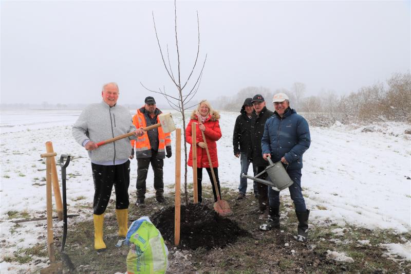 Er durften den ersten Baum auf der neuen angelegten Fläche für die Anpflanzung sogenannter Geburtstags- oder Hochzeitsbäume im Maisacher Gemeindegebiet einpflanzen. Anlässlich seines 80. Geburtstag haben die Freien Wähler ihren Alt-Bürgermeister Gerhard Landgraf einen Apfelbaum mit dem Namen „Reichtragender vom Zenngrund“ spendiert. Diesen Baum durfte nun Landgraf mit Unterstützung der Freien Wähler eingraben.