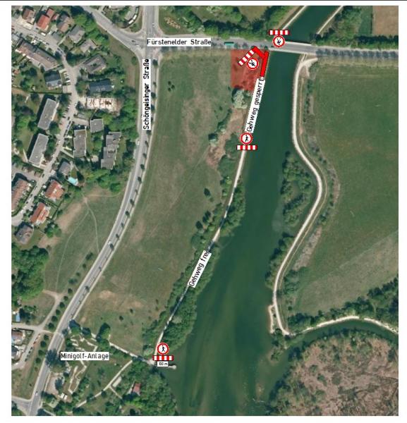 - In dem Zeitraum vom 5. bis voraussichtlich 9. Dezember 2022 steht der Gehweg entlang dem Amperdamm von der Staubrücke bis zur Minigolfanlage in Fürstenfeldbruck der Öffentlichkeit nicht zur Verfügung. Nahe der Fürstenfelderstrasse lassen die Stadtwerke, verantwortlich für die Pflege der dortigen Dämme, eine neue Dammabfahrt errichten.