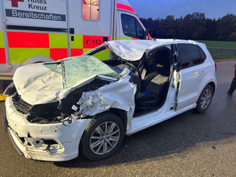 - Ein VW- Fahrer war auf der Kreisstraße in Richtung Moorenweis unterwegs, als kurz vor Purk zwei entlaufende Pferde vor ihm auftauchten. Der PKW erfasste eines der Pferde frontal. Das Tier wurde gegen die Windschutzscheibe geschleudert und flog anschließend noch in das entgegenkommende Fahrzeug.