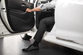 Ein Mann im Anzug öffnet die Tür einer Limousine.