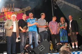 Das „Team 2“ mit Dominik Peukert, Harald Lannig, Tobias Getz und Wolfgang Brunner von DocuWare gewann das Gaudi-Schießturnier der Herren- und gemischten Teams.
